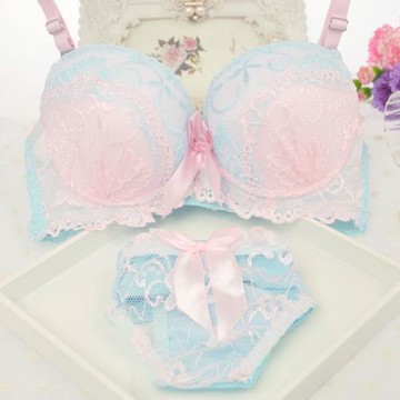 無鋼圈學生文胸套裝內衣套裝 小胸性感日系蕾絲少女文胸內褲