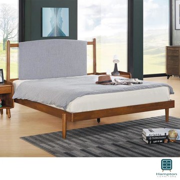 【Hampton 漢汀堡】福布斯胡桃色實木5尺雙人床架