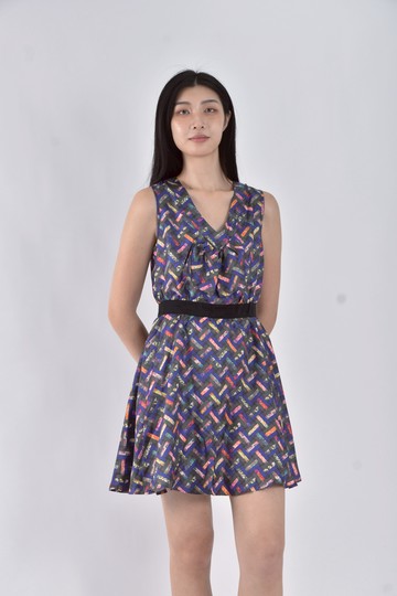 (S) cynthia rowley無袖蝴蝶結藍色洋裝