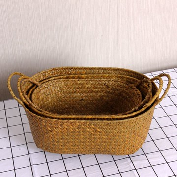 草編 整理籃 收納籃 筐 水果籃 藤編 收納盒 化妝品 茶道收納盒