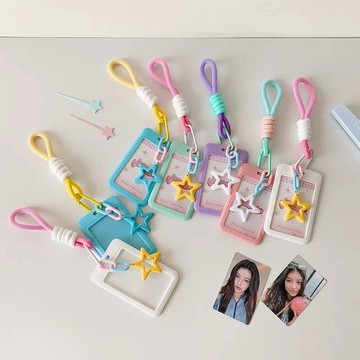 💗台灣現貨💗 糖果色滑蓋3吋卡套 掛繩卡套 公車卡掛件 捷運卡掛件 追星小卡掛件