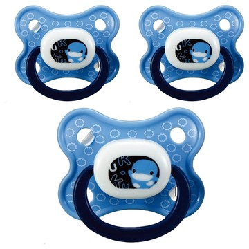 KU.KU Duckbill 酷咕鴨 繽紛安撫奶嘴 柔軟矽膠材質 耐用安全  初生 0歲以上  藍色  3個