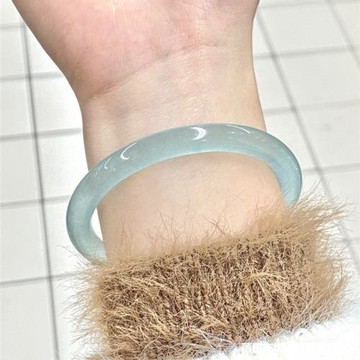 廠家批發天青凍淡藍水冰種細圓條瑪瑙手鐲女款天然玉髓手鐲美人鐲