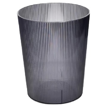 Life+ 北歐現代輕奢立體條紋透明圓形無蓋垃圾桶 12L  晶透黑  1層