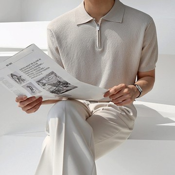 【Metanoia】 韓國設計 翻領針織短袖上衣