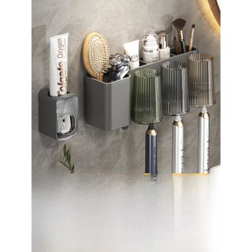 意可可牙刷置物架免打孔刷牙杯漱口杯架子壁掛式衛生間家庭牙缸牙