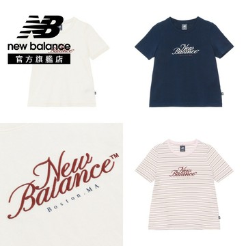 【New Balance】 NB 復古標誌短袖上衣_女性_米杏/藍/燕麥條紋任選_WT61R8WDCIC/NNY/SHY
