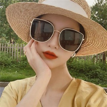 熱款白色韓版墨鏡女街拍時尚方框圓臉防紫外線偏光BIBI太陽鏡