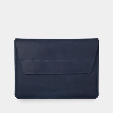 頂級藍皮革筆記本電腦包 – 工作與旅行的纖薄筆記本電腦套