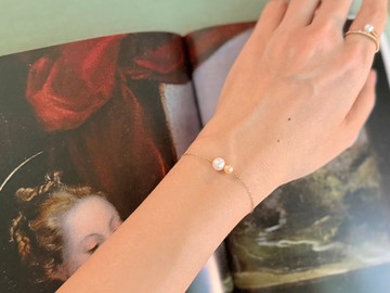 手鍊 天然淡水正圓珍珠14KGF極簡手鍊 原創手作 法式風格設計