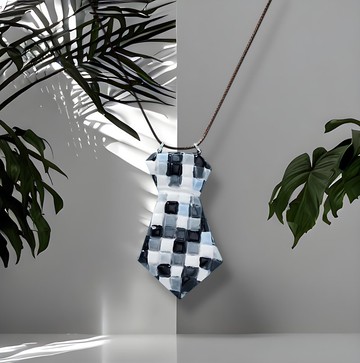 打呔。黑白配－手工白瓷頸鏈