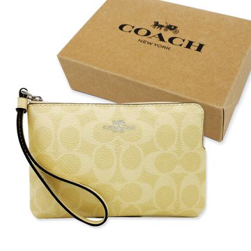 【COACH】C LOGO手拿包零錢包附原廠禮盒(月光石黃)