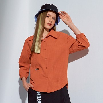 CLL巧玲瓏 方格壓紋造型襯衫上衣 1957856