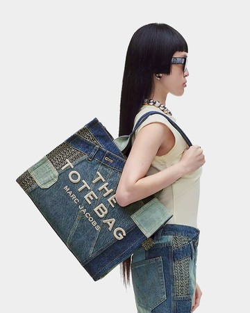 MARC JACOBS 拼接丹寧大型托特包 -