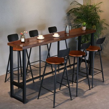 含運 高腳吧台長桌 吧臺桌實木桌椅組合家用酒吧靠墻窄桌子長條工業風陽臺商用高腳桌