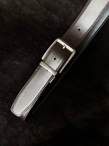 3.5cm寬 好正皮帶 旋轉頭雙面 平紋亮黑I平紋亮咖 真皮腰帶