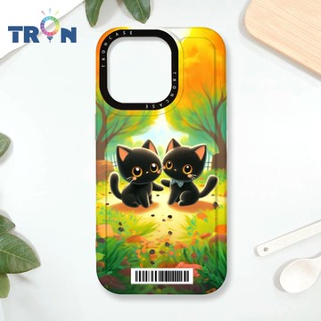 TRON IPHONE 16 PRO 櫻花公園黑色貓咪 防摔 MAGSAFE 磁吸 太空載具殼 透白 手機殼