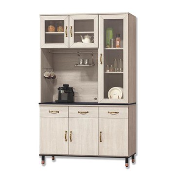 Boden-西菲4尺黑色石面收納高餐櫃/碗盤櫃/電器櫃(上座+下座)