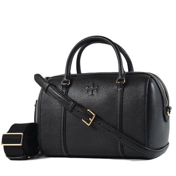 TORY BURCH THEA 荔枝紋手提/斜背二用波士頓包-黑色/大