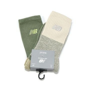 【全館滿額折】New Balance 米 綠 運動 休閒 長襪 兩入組 男款 H8578 【新竹皇家 LAS40222AS1】