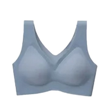 超舒服冰絲無痕無鋼圈內衣  XL  藍色