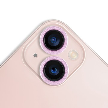 iPhone 鏡頭/按鍵貼 【DAYA】iPhone 13/13 mini 鏡頭專用 星空閃鑽 3D金屬鏡頭環 玻璃鏡頭保護貼膜-粉色