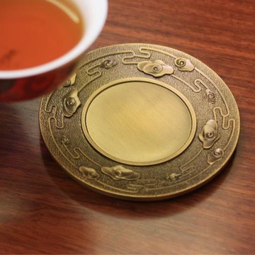 中國風黃銅圓形杯墊加厚防燙隔熱墊新中式茶碟茶托茶具禮盒送長輩
