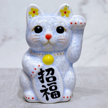 【藤晶招福】日本清水燒招財貓 | 花結晶 藤 左 特小