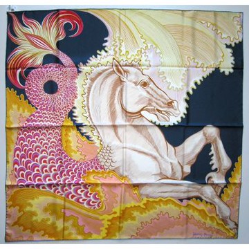 Hermes 愛馬仕馬雙面絲巾（藍色/綠色）