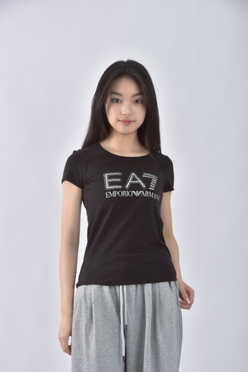(S) emporio armani棉質簡約圓領黑色短袖上衣