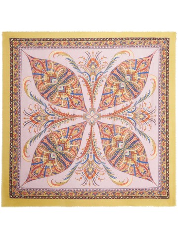 ETRO - abstract-print square scarf - women - Wool/Cashmere/Silk - One Size - Yellow