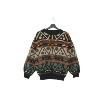 Back to Green-復古毛衣 圓領幾何圖騰 s-04 vintage sweater