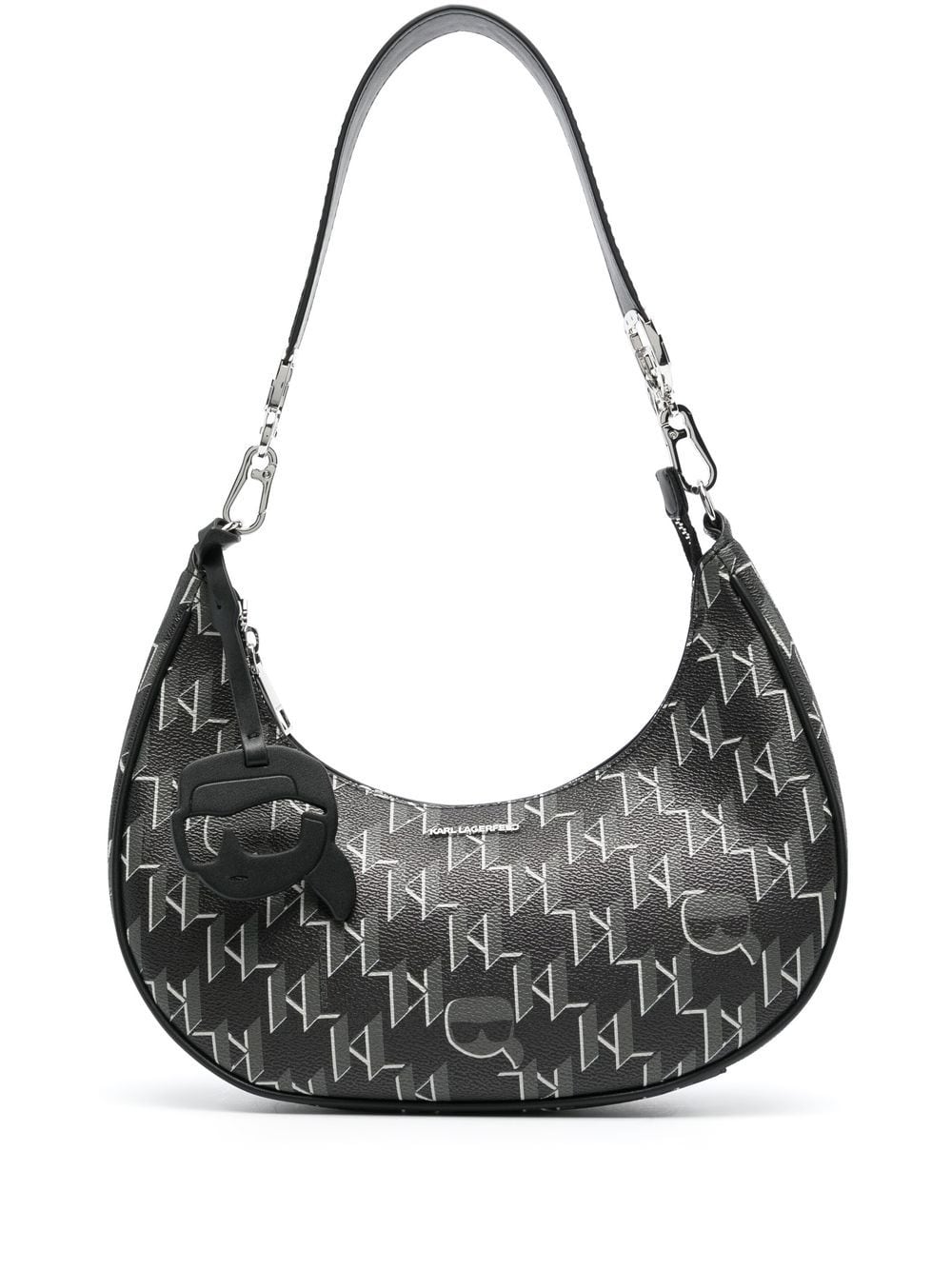 Karl Lagerfeld - monogram-pattern shoulder bag - women - Cotton/Polyurethane - One Size - Black