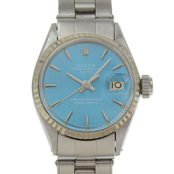 [日本直郵] 勞力士 ROLEX Oyster Perpetual 手錶 Date cal.1130 6517 SS 自動上鍊淺藍色錶盤女士腕錶 [二手]