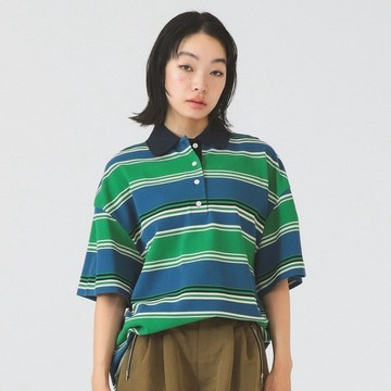 Ray BEAMS / 女裝 多色 橫條紋 BIGPOLO領上衣