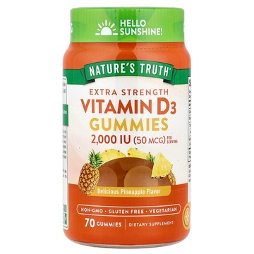 Nature's Truth, 維生素 D3，特強型，美味菠蘿味，70 粒軟糖（每粒軟膠囊 25 微克（1,000 國際單位））