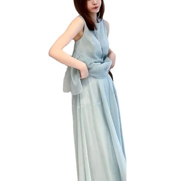 【巴黎精品】現貨+預購 無袖套裝兩件式裙裝-背心長紗裙純色修身女裝a1gd1