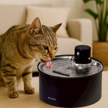 PETWANT 自動感應無線寵物飲水機3L(不鏽鋼飲水盤) W5-L