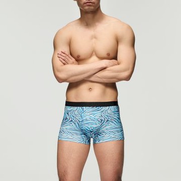 Mr.DADADO-時尚系列-另類獸紋 M-LL科技纖維合身小平口男內褲(藍色)GHM505BU