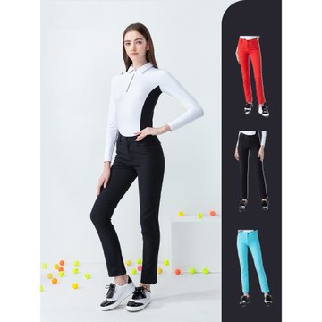 春秋季高爾夫女士長褲修身顯瘦免燙運動韓版golf女裝彈力褲子黑色