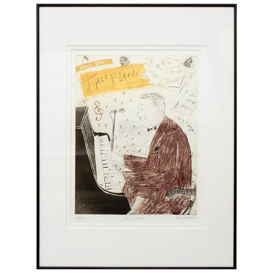 山岡康子 ジャズピアノ JAZZ PIANO 銅版画 50部限定の22番 F6号