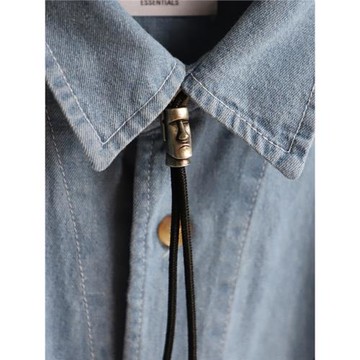 復古 銅質古銀色守望者手鑄休閑波洛領帶皮繩BOLOTIE毛衣鏈禮盒裝