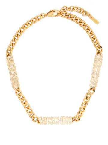 Moschino - embellished-logo chain necklace - women - Brass/Zamak/Polyurethane - One Size - Gold
