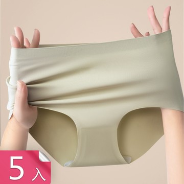 【荷生活】一片式無痕親膚不夾臀蠶絲內褲 瑜珈健身專用透氣中腰女用內褲-5入