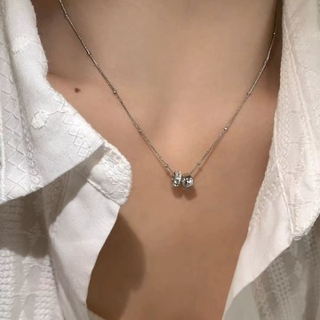 限時特賣🔥 S925純銀鋯石雙圈閃鑽項鏈女2025年新款高級感輕奢小衆毛衣鎖骨鏈項錬