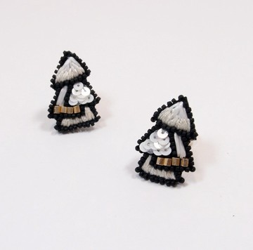 雪花小樹 手工刺繡耳環