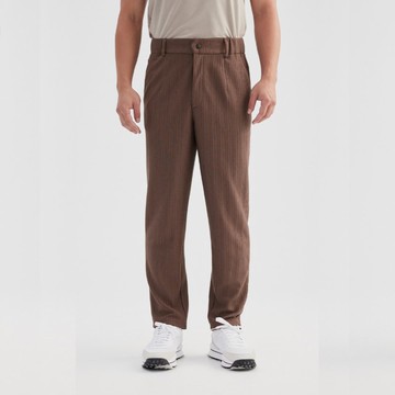 立體條紋男士西裝褲 (THot 發熱保暖)-棕