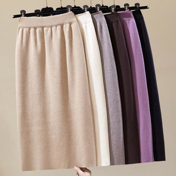 半身裙女2025新款秋冬高腰顯瘦裙子長裙包裙開叉中長款針織包臀裙