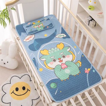 太空青龍兒童卡通乳膠涼席寶寶幼兒園可機洗夏季兩件套涼席批發