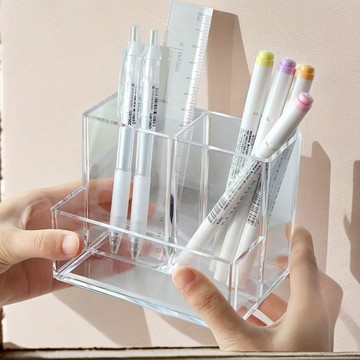 FIFIOO菲菲窩居||透明質感筆筒 透明 壓克力 收納 筆筒 刷具桶 玩具收納